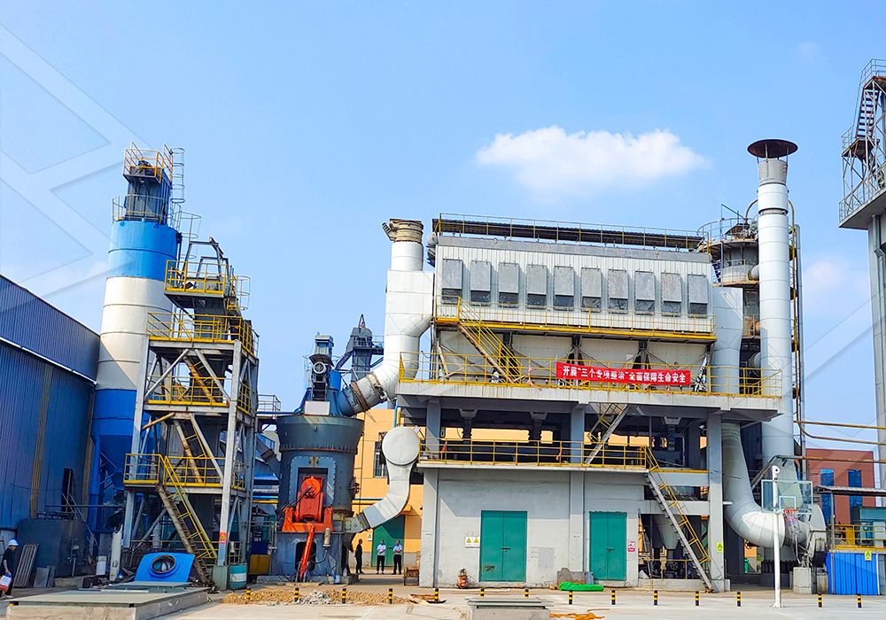 Cement production line with vertical mills
