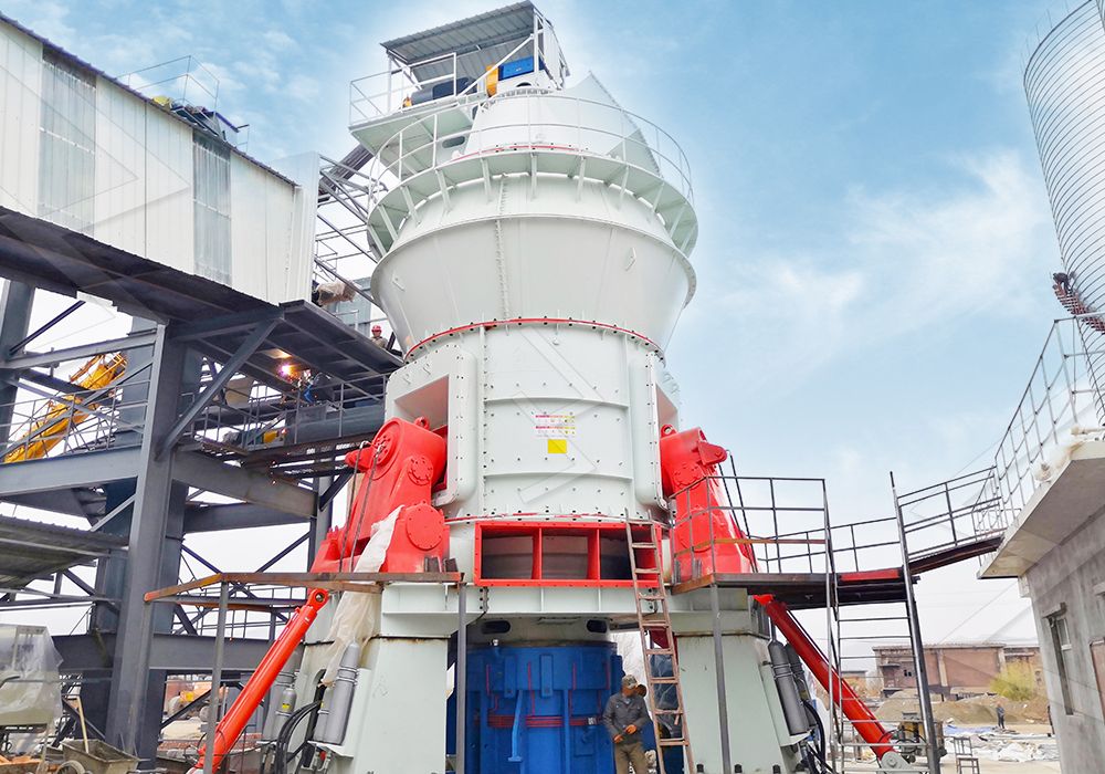 Industrial slag grinding mill in operation