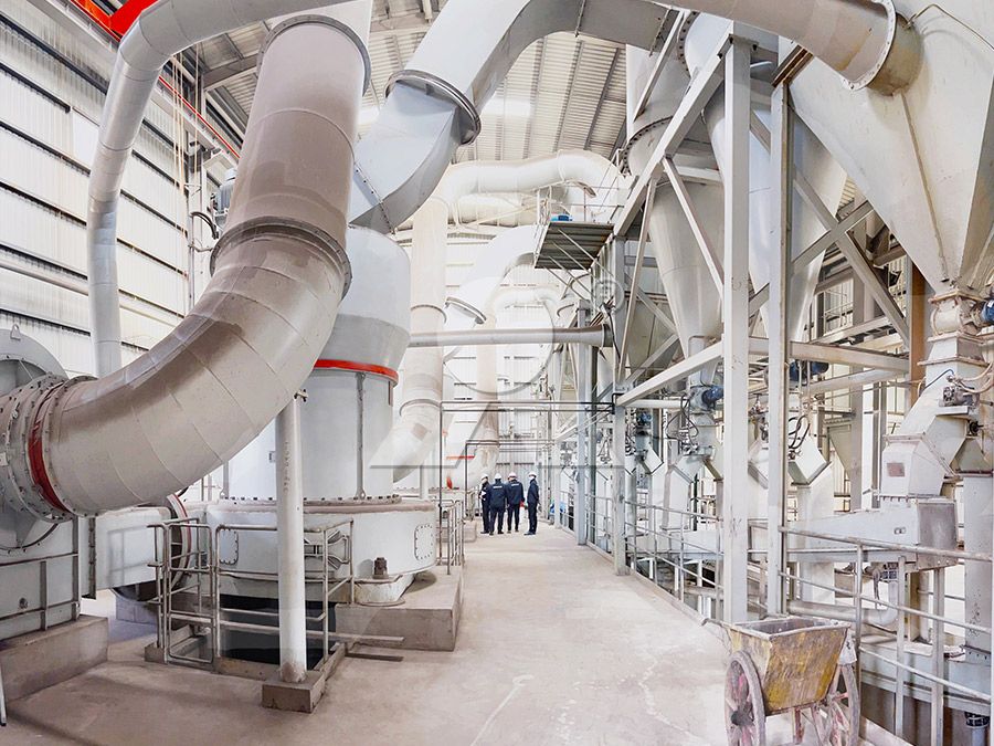 Industrial talc grinding mill in operation